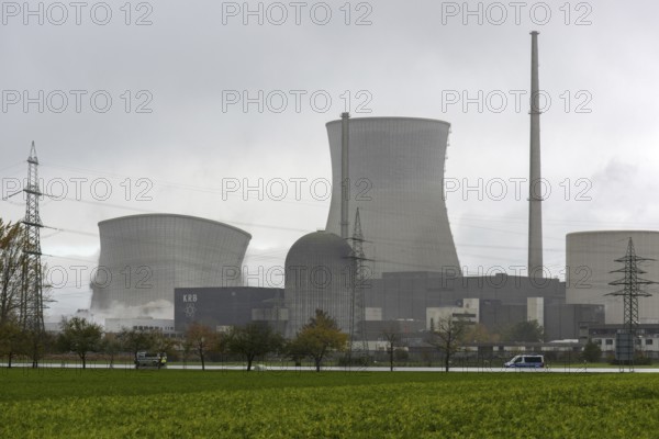 Demolition of the 160m high cooling towers of the disused Gundremmingen nuclear power plant (AKW