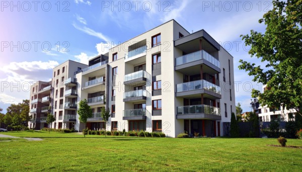 New modern block of flat, condo architecture, Residential apartment as a flat, luxury house
