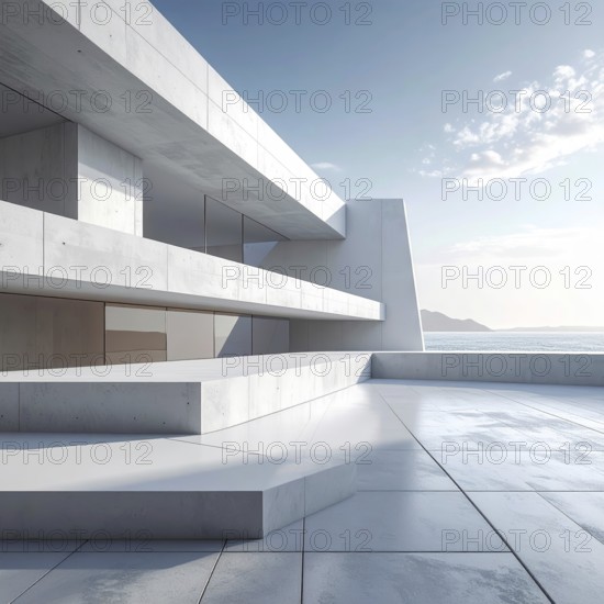 3d illustration of abstract modern architecture background, Minimal geometry architectural design,