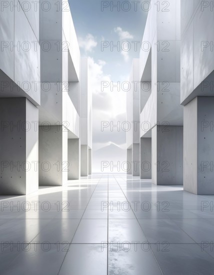 3d illustration of abstract modern architecture background, Minimal geometry architectural design,