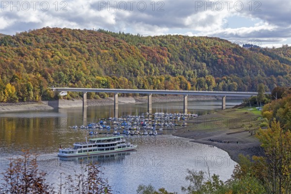 Marina, excursion ship, Talbrücke, Sondern, Olpe, Biggesee, Sauerland, North Rhine-Westphalia,