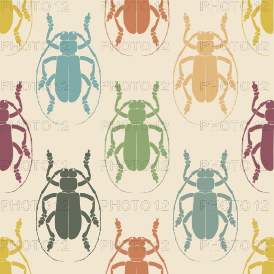 Insect seamless vector pattern. Entomology and insects colorful backdrop textile design for print,