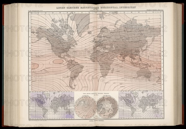Atlas of Geomagnetism showing horizontal intensity of the Earth's magnetic field for the epoch