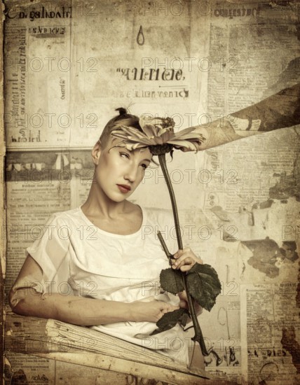 Grunge old public newspaper, texture background wallpaper illustration, vintage tattered yellow