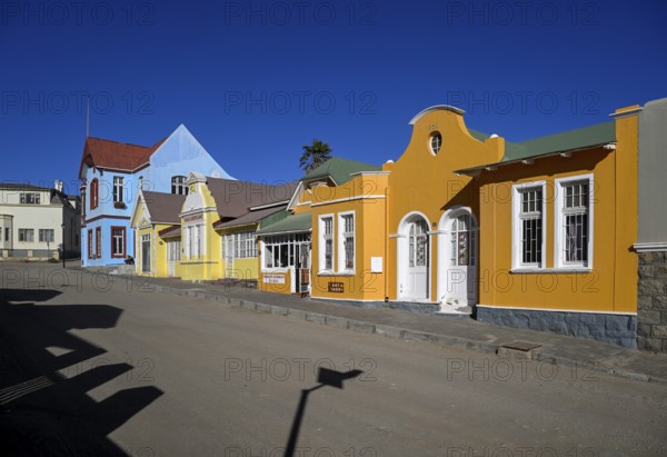 Colonial house facades in the Bergstraße, Lüderitz, Karas region, Namibia