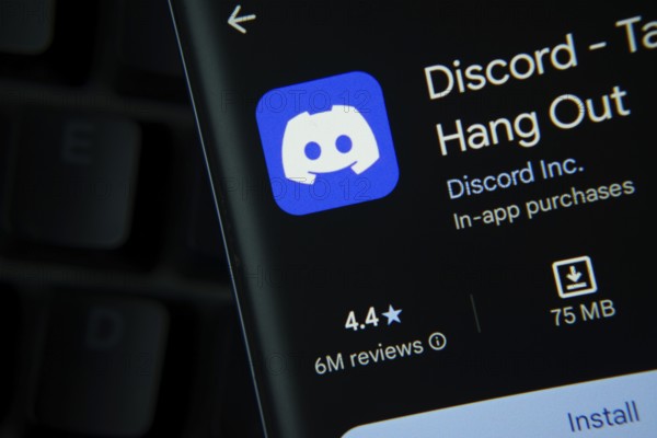 Dhaka, Bangladesh- 03 Oct 2025: Discord app from Google Playstore is displayed on a smartphone