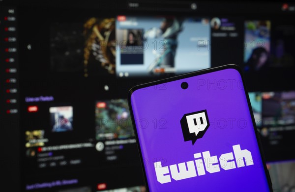 Dhaka, Bangladesh - Twitch 2025: The logo of the Twitch is displayed on a smartphone screen, and