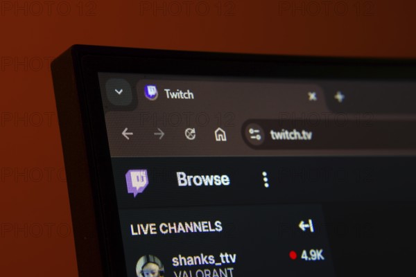 Dhaka, Bangladesh- 30 Sep 2025: Close-up of a computer screen displaying the Twitch web interface