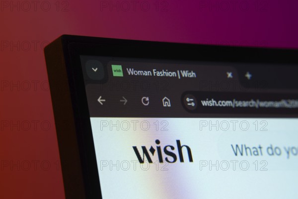 Dhaka, Bangladesh- 02 June 2025: Close-up of a computer screen displaying the Wish web interface in
