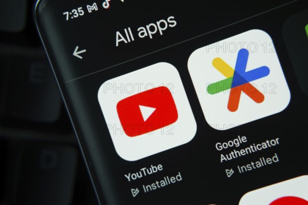 Dhaka, Bangladesh- 27 July 2025: Youtube, Google Authenticator app from Google Playstore is
