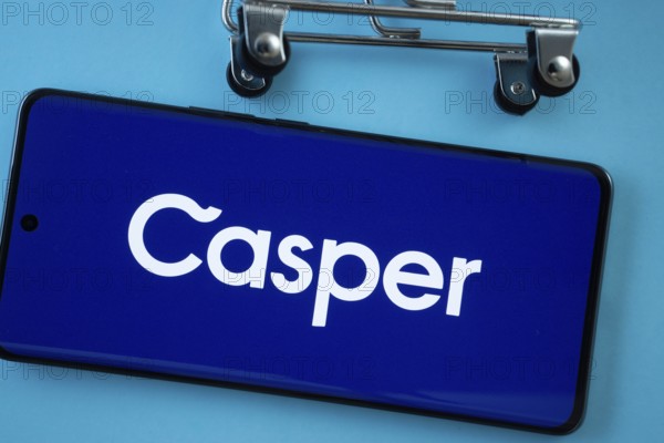 Dhaka, Bangladesh- 03 July 2025: Smartphone screen showing the Casper logo with shopping cart