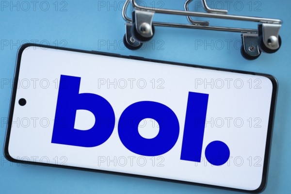 Dhaka, Bangladesh- 03 July 2025: Smartphone screen showing the bol logo with shopping cart wheels