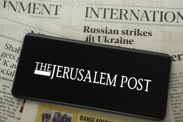Dhaka, Bangladesh - 18 March 2025: The logo of The Jerusalem Post is displayed on a smartphone