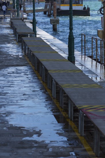 Walkways set up for the annual floods in Venice, Veneto, Italy