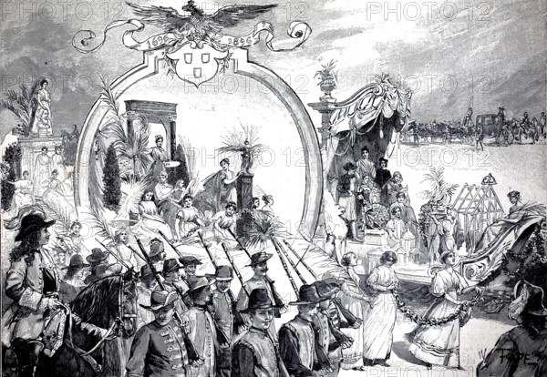 From the anniversary procession of the Berlin Art Academy 1896, authentic, digitally restored
