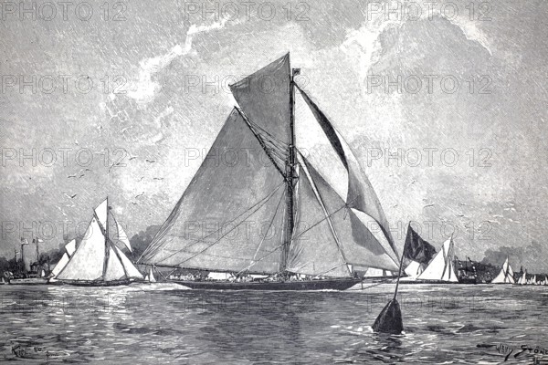 The imperial yacht Meteor in the port of Kiel, first of a series of imperial racing yachts by