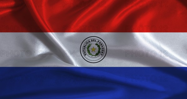 Paraguay flag with cloth textured background. National flag of Paraguay with realistic texture
