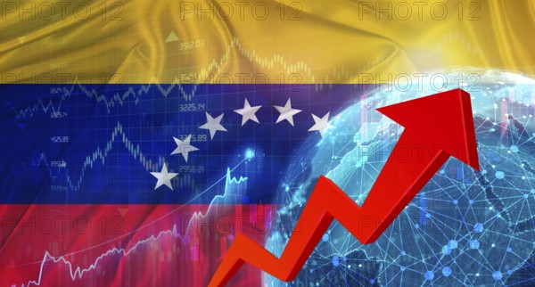 Global financial growth with Venezuela flag. Financial growth with Venezuelan flag on economic