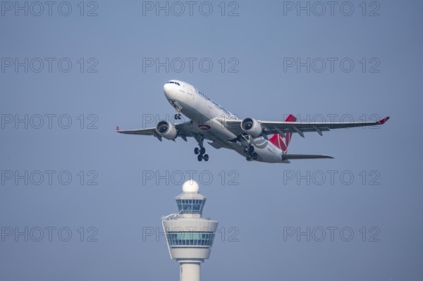 Turkish Airways Airbus A330 aircraft takes off from Kaagbaan runway, 06/24, at Amsterdam Schiphol