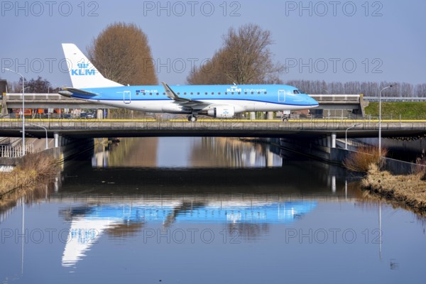 Taxiway bridge over a canal near Hoofddorp, on the Polderbaan, a runway in the west of Amsterdam