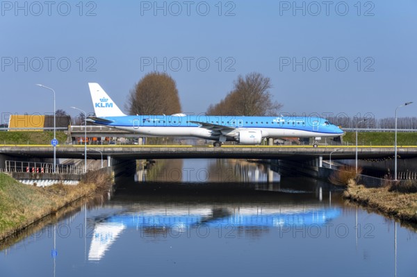 Taxiway bridge over a canal near Hoofddorp, on the Polderbaan, a runway in the west of Amsterdam