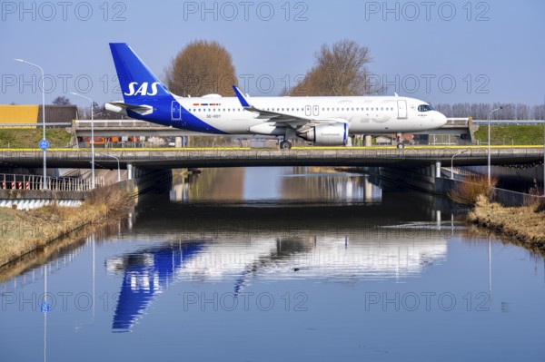 Taxiway bridge over a canal near Hoofddorp, on the Polderbaan, a runway in the west of Amsterdam
