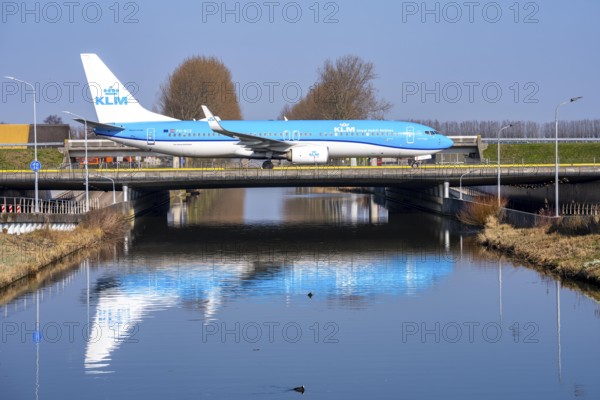 Taxiway bridge over a canal near Hoofddorp, on the Polderbaan, a runway in the west of Amsterdam