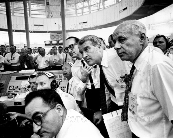 Wernher von Braun, George Müller, and Eberhard Rees during the launch of A-101 on May 28, 1964,