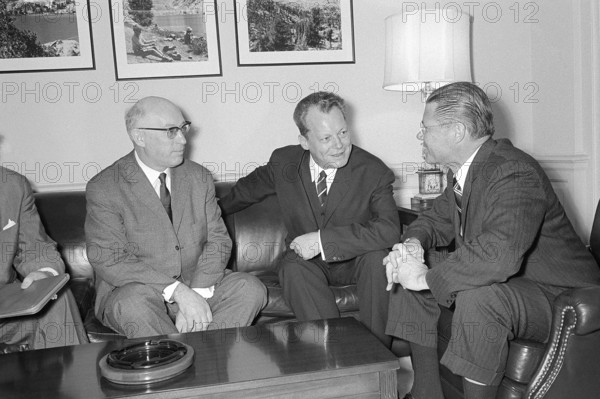 US Secretary of Defence Robert S. McNamara (right) meets in the Pentagon with Fritz Erler (left),