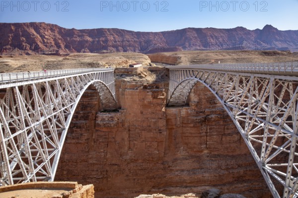 Marble Canyon, Arizona - The historic Navajo Bridge (left), now a pedestrian bridge, over the