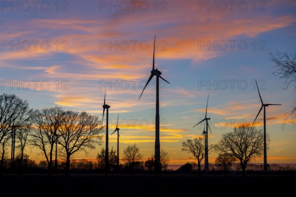 Neudersum wind farm, near Rhede, a total of 13 wind turbines generate electricity here, rated