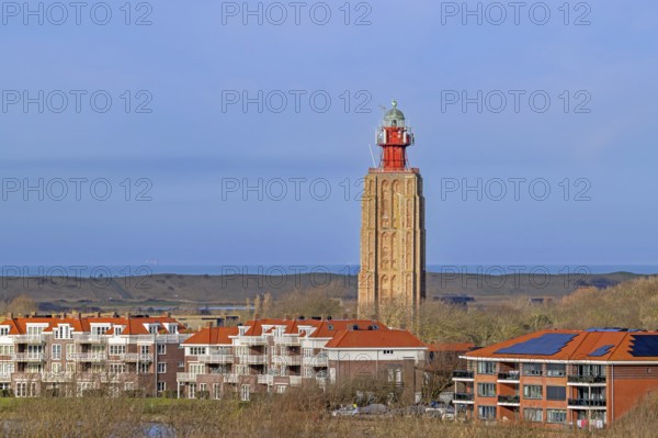 15th century lighthouse Hoog / Zuiderhoofd / Hoge Licht in the town Westkapelle, Veere, Walcheren