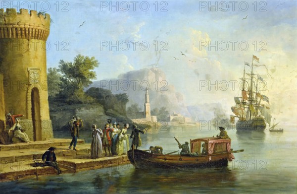 Claude Joseph Vernet (14 August 1714 - 3 December 1789), French painter, here his work, View of a