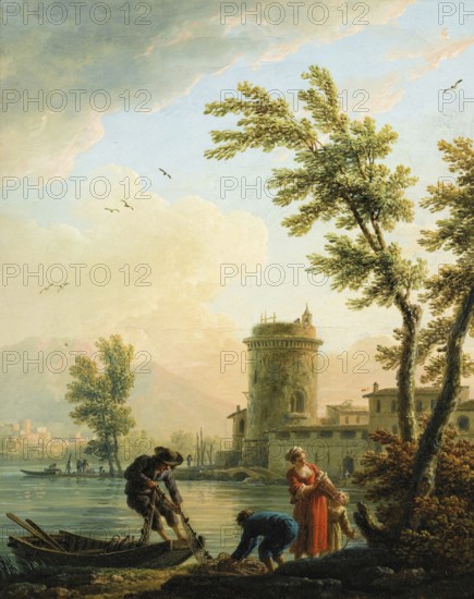 Claude Joseph Vernet (14 August 1714 - 3 December 1789), French painter, here his work, Fishers at