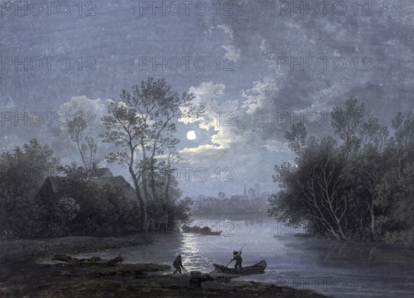 Claude Joseph Vernet (14 August 1714 - 3 December 1789), French painter, here his work, Moonlight