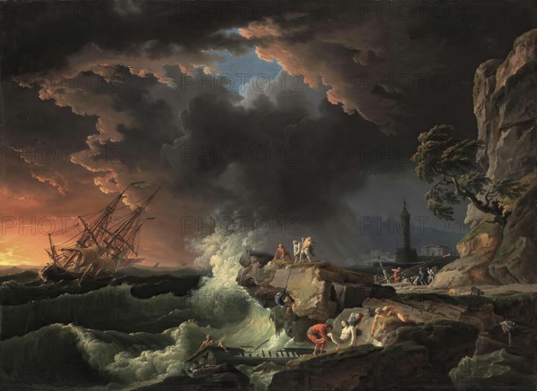 Claude Joseph Vernet (14 August 1714 - 3 December 1789), French painter, here his work, A shipwreck