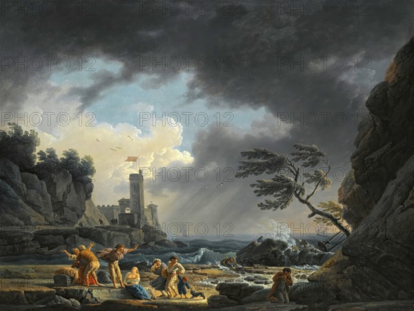 Claude Joseph Vernet (14 August 1714 - 3 December 1789), French painter, here his work, A Stormy
