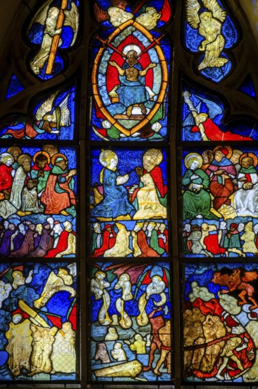 Stained glass window, Ulm Minster, Ulm, Baden-Württemberg, Germany