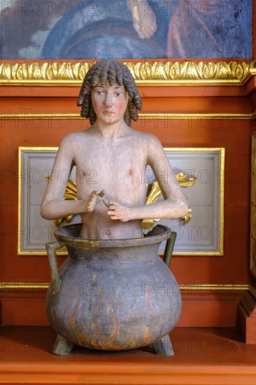 St. Vitus, in an oil boiler, church of St. Cosmas and Damian, Waltenhofen, Oberallgäu, Swabia,