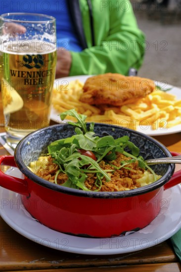 Kässpatzn, Food, Klosterwirt, Höglwörth, Höglwörther See, Rupertiwinkl, Upper Bavaria, Bavaria,