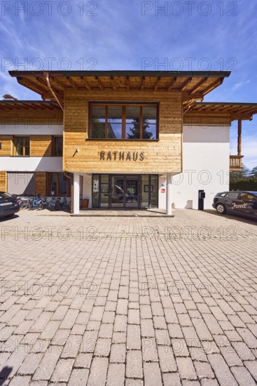Town Hall, commercial buildings, alpine buildings, modern architecture, wood construction material,