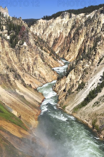 A river snakes through deep canyons and dramatic rock formations, Grand Canyon of the Yellowstone,