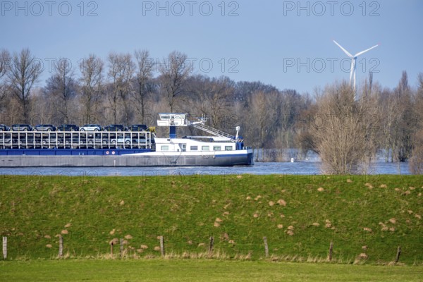 Floods on the Rhine, Lower Rhine near Xanten, Bislicher Insel altitude, water level at just under 8