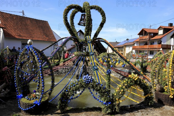 Easter fountain in Bieberbach, supposedly the largest Easter fountain in the world, Egloffstein