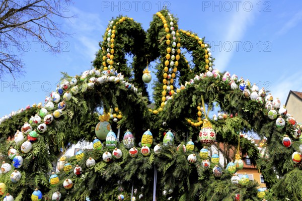 Easter fountain in Heiligenstadt, Franconian Switzerland, Bamberg district, Upper Franconia,