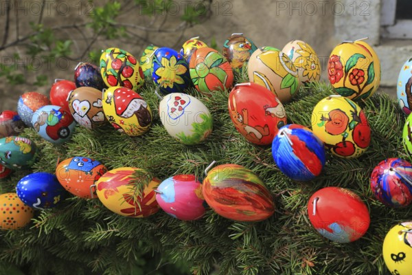 Easter fountain in Franconian Switzerland, Bamberg district, Upper Franconia, Bavaria, Germany,