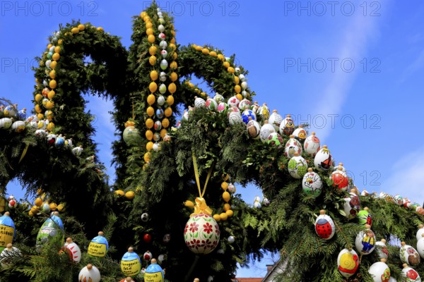 Easter fountain in Heiligenstadt, Franconian Switzerland, Bamberg district, Upper Franconia,