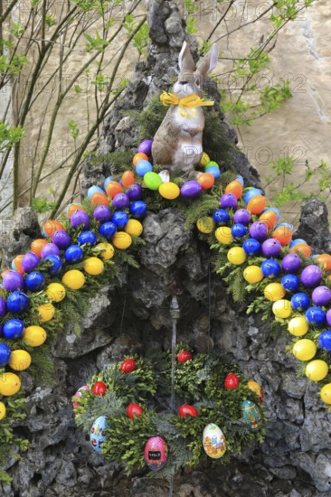 Easter fountain in Franconian Switzerland, Bamberg district, Upper Franconia, Bavaria, Germany,