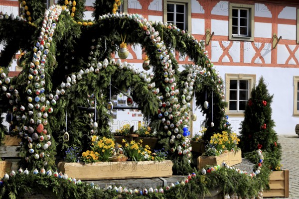 Easter fountain in Heiligenstadt, Franconian Switzerland, Bamberg district, Upper Franconia,