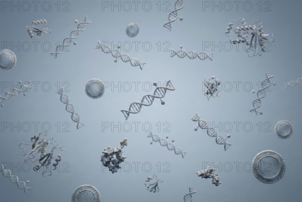 Conceptual molecular representation of various oncological biomarkers (methylation patterns,